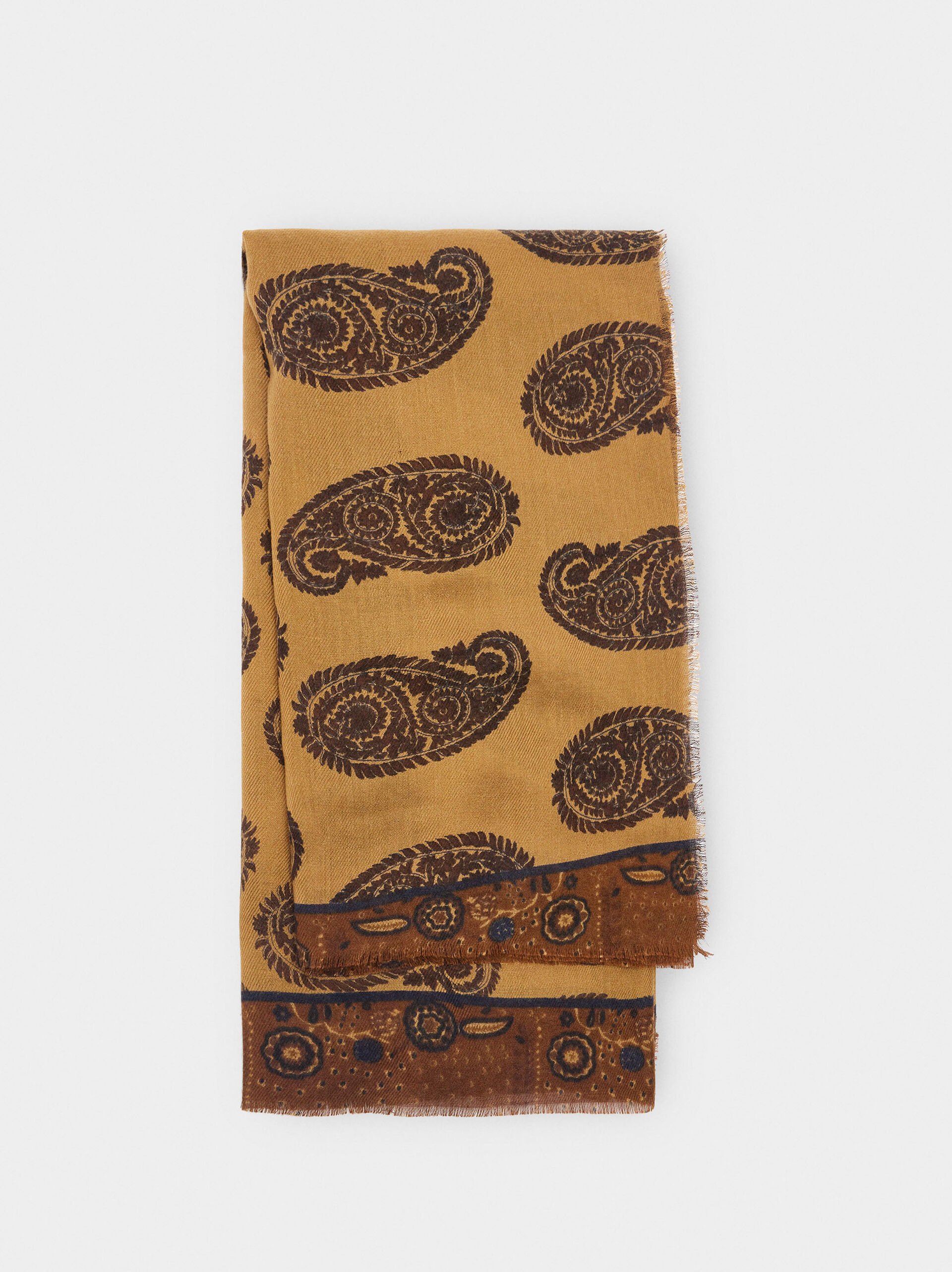 Printed scarf with wool blend image number 0.0