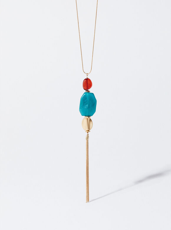 Golden Necklace With Pendant, Multicolor, hi-res