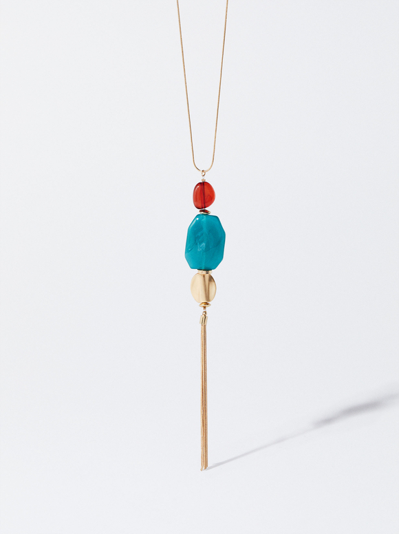 Golden Necklace With Pendant, Multicolor, hi-res