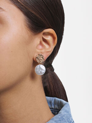 Golden Earrings With Pearl image number 1.0
