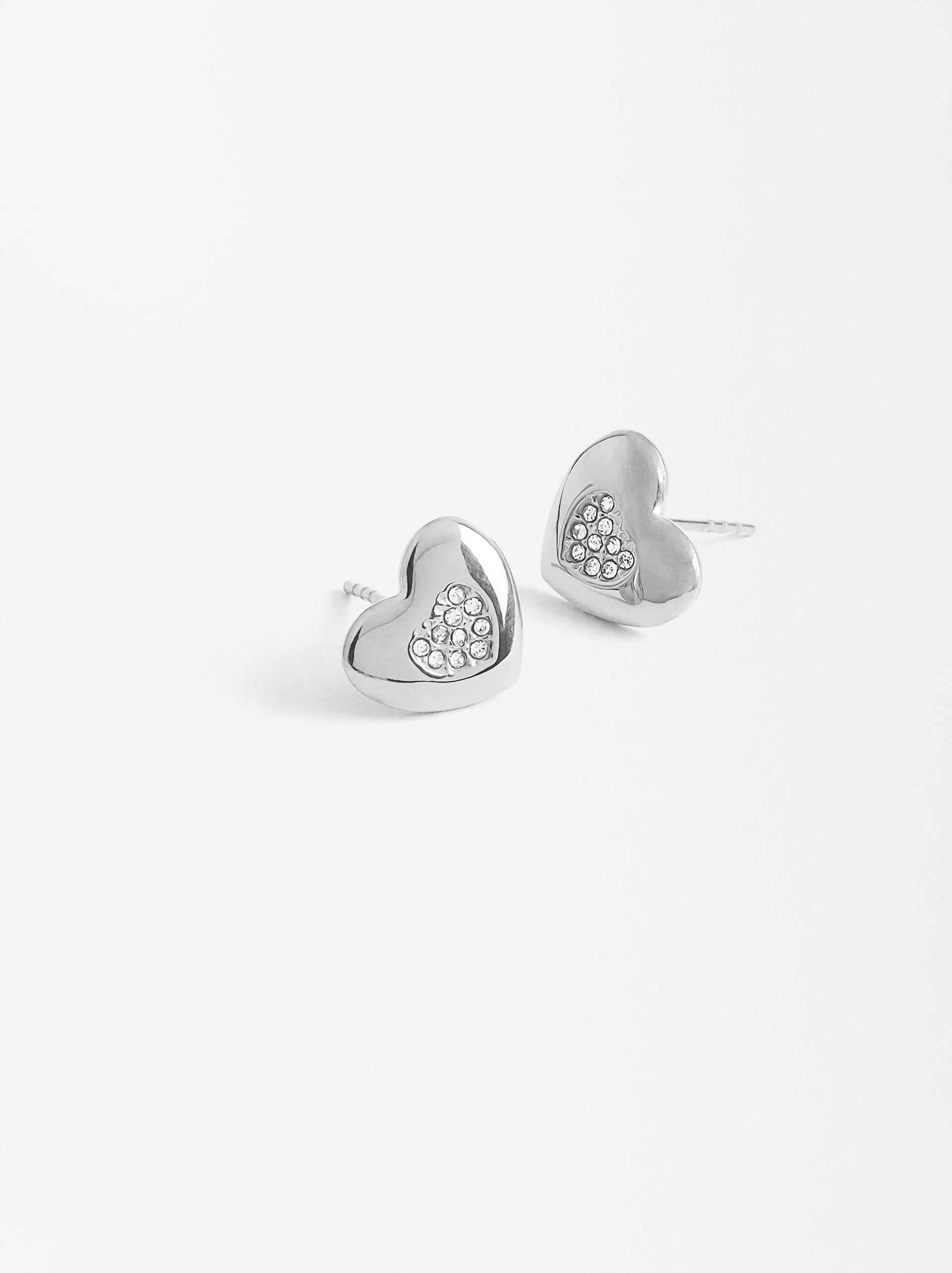Crystal heart earrings - stainless steel image number 1.0