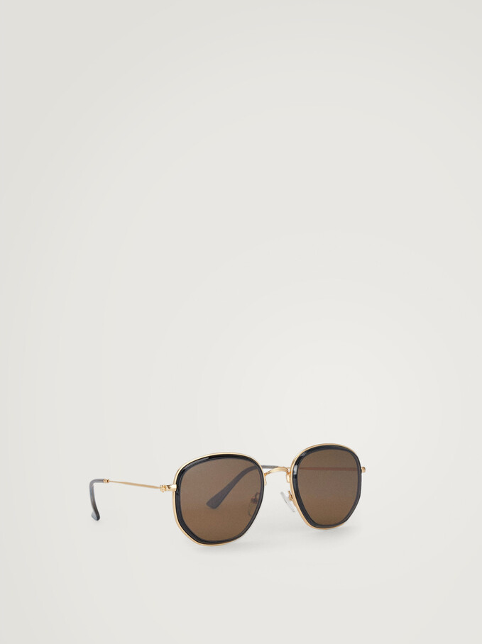 Hexagonal Metal Sunglasses, Grey, hi-res