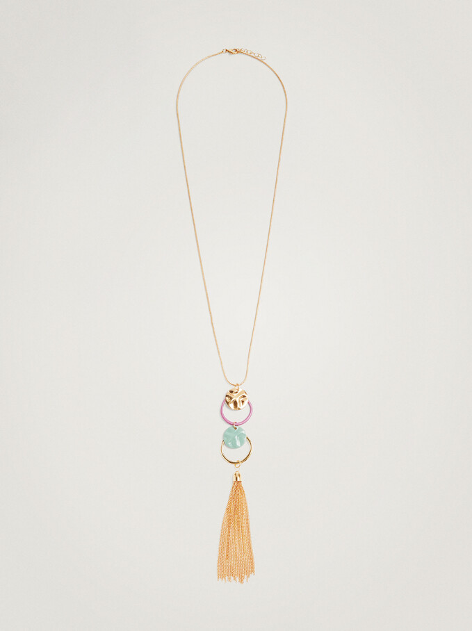 Necklace With Enamel Pendant, Multicolor, hi-res
