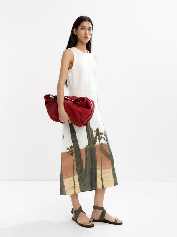 100% linen dress with print