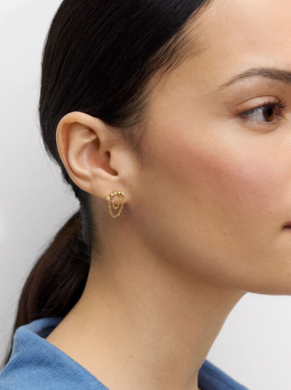 Single earring with zirconias - 925 sterling silver