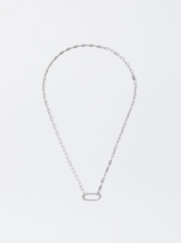 925 Silver Personalised Chain Necklace With Opening, Silver, hi-res