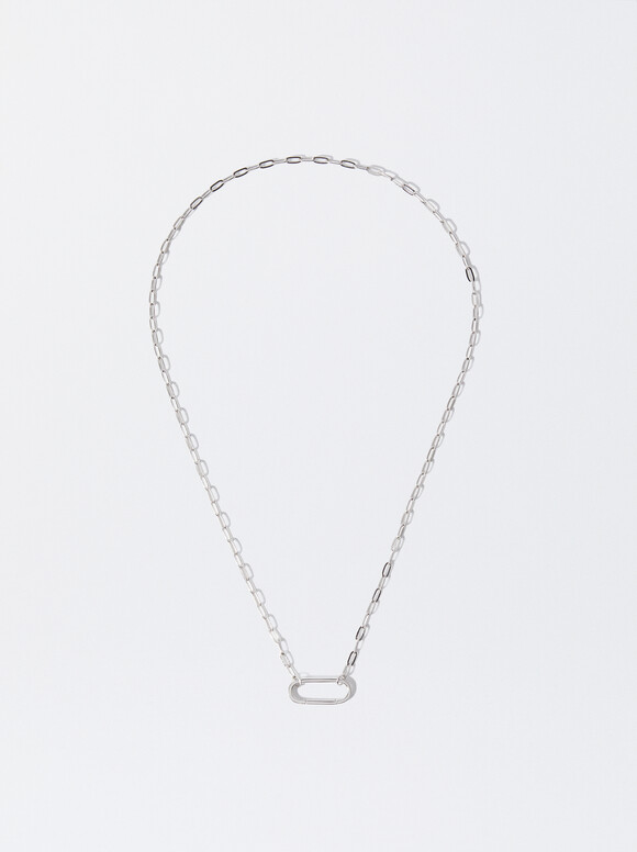 925 Silver Personalised Chain Necklace With Opening, Silver, hi-res