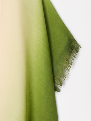 Kaftan Tie-Dye Con Flecos, Verde, hi-res