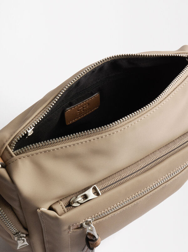 Nylon-effect crossbody bag