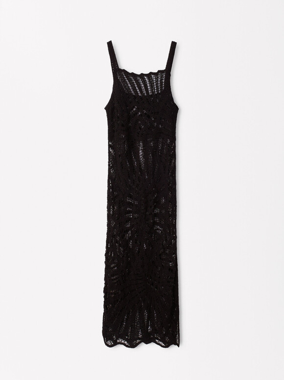 Crochet Dress, Black, hi-res