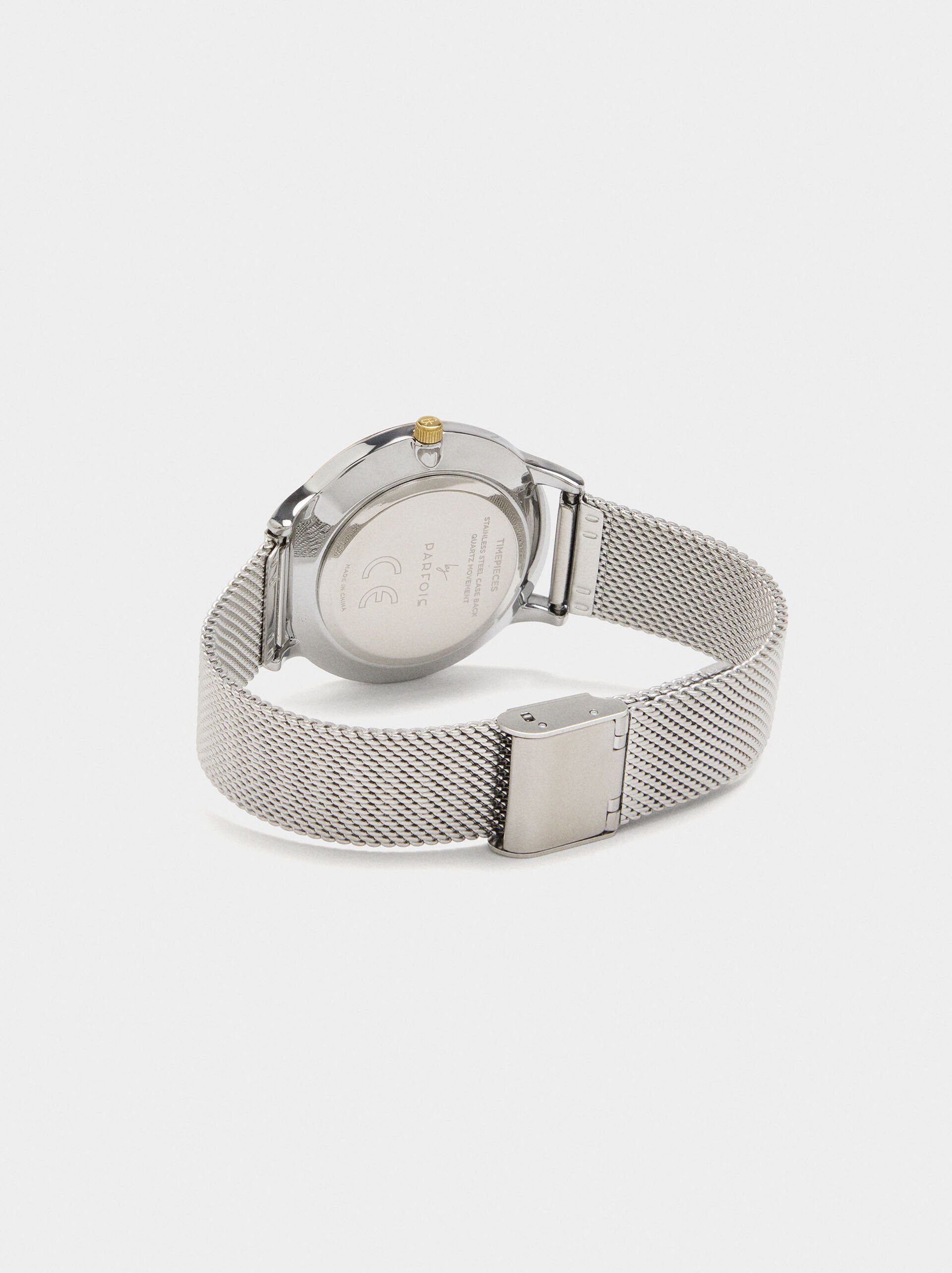 Bicolor watch with stainless steel metal mesh image number 2.0