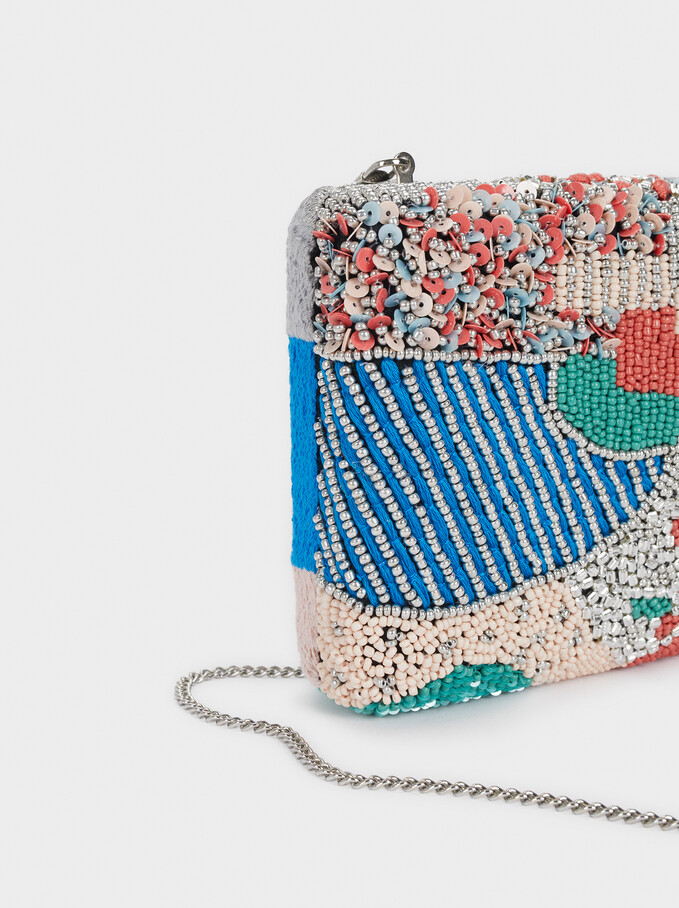 Beaded Party Clutch, Green, hi-res