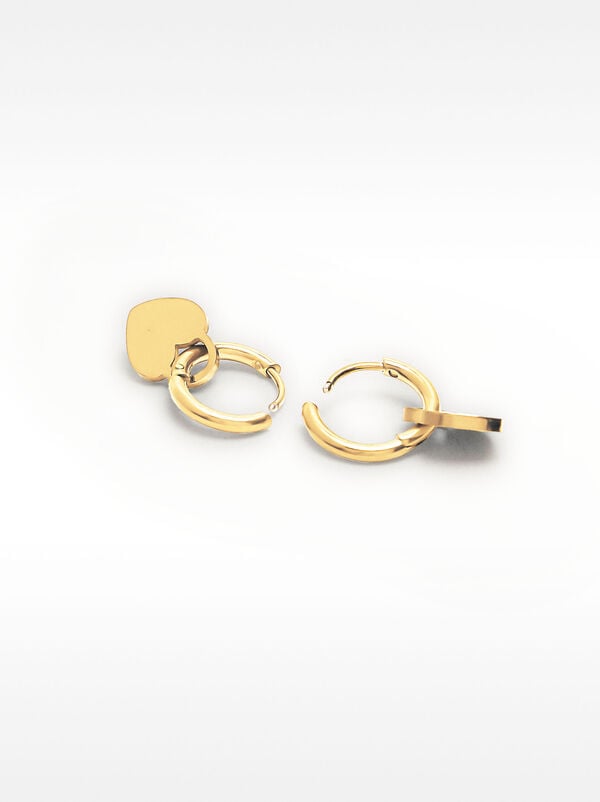 Hoop earrings with heart - stainless steel