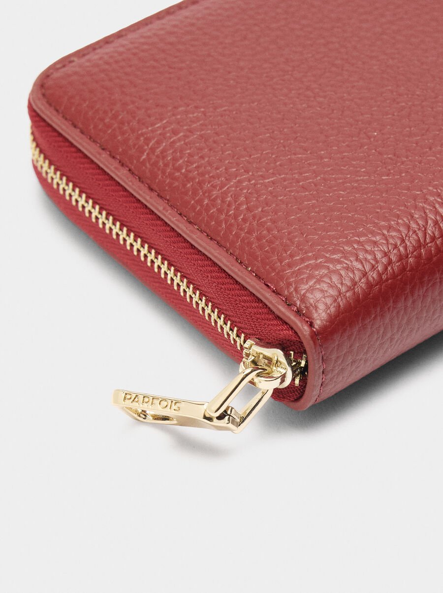 Wallet with texture and zipper closure L