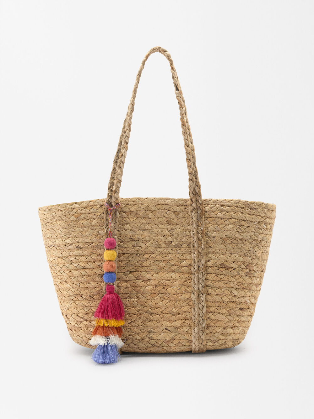 Bolso Shopper Efecto Rafia Colgante Natural Parfois