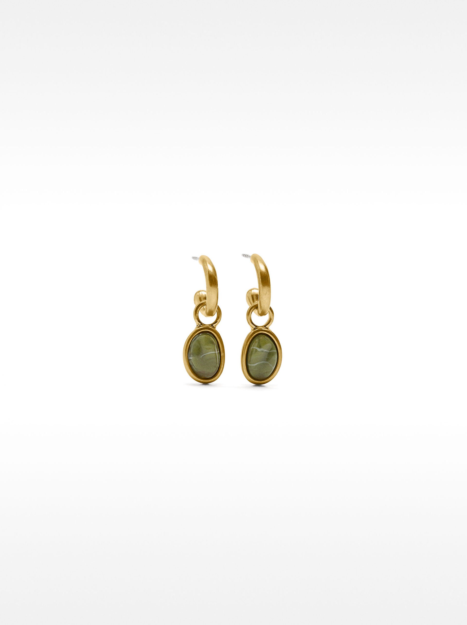 Golden hoop earrings with resin image number 0.0