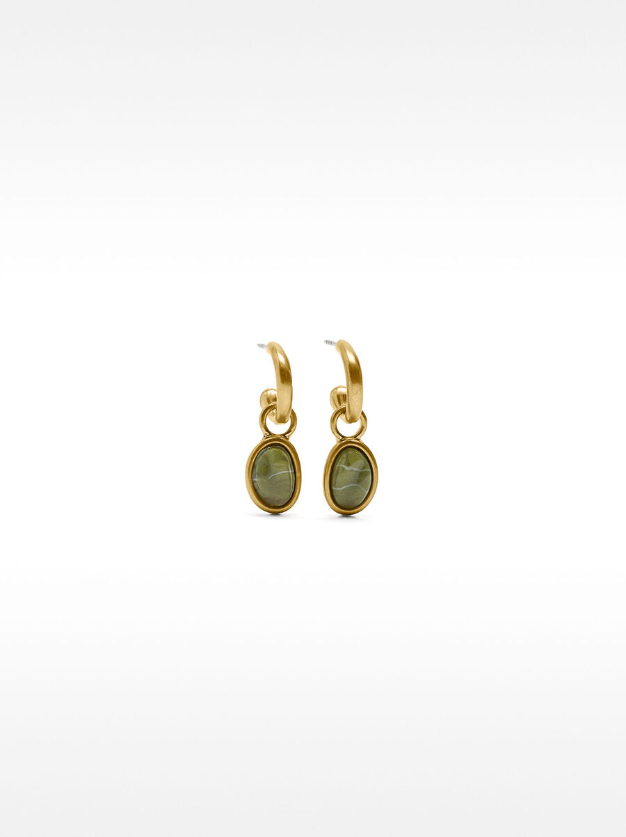 Golden hoop earrings with resin