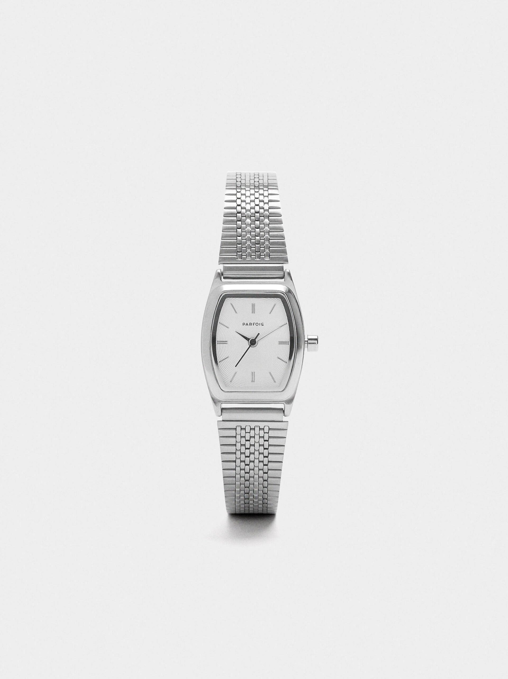 Square watch with a stainless steel bracelet image number 0.0