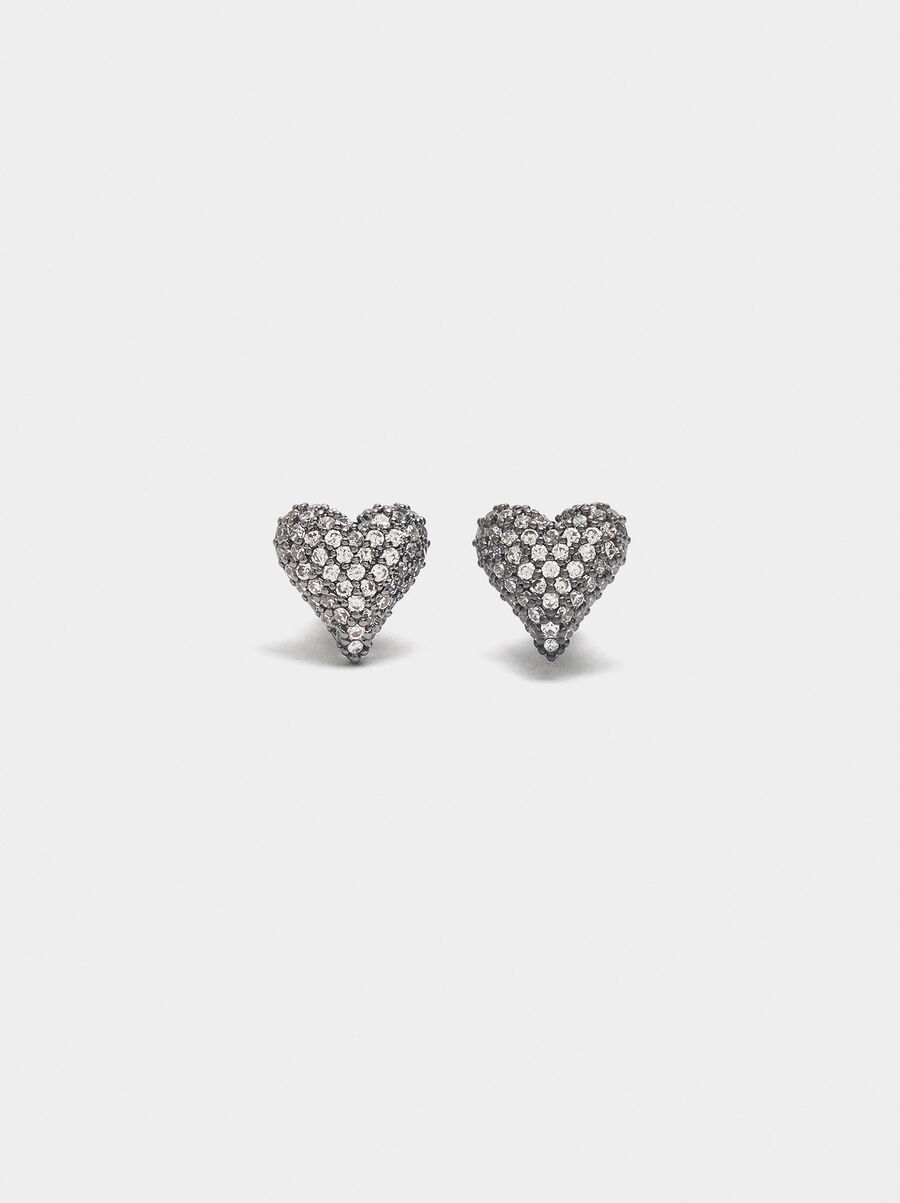 Heart earrings with zirconia