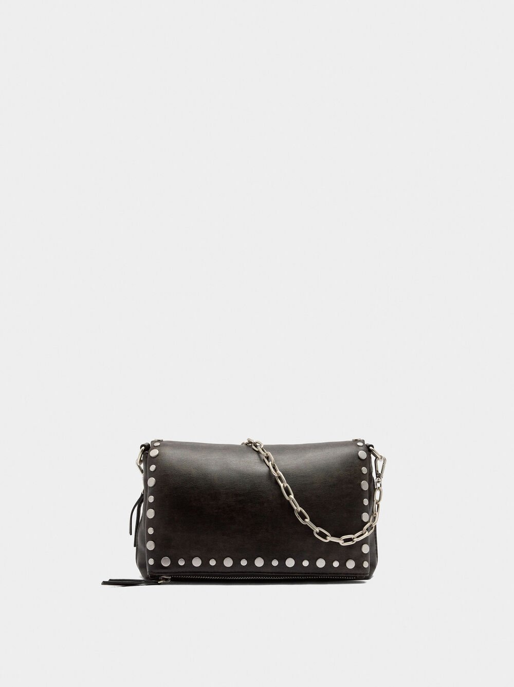 Borsa a spalla effetto pelle con borchie