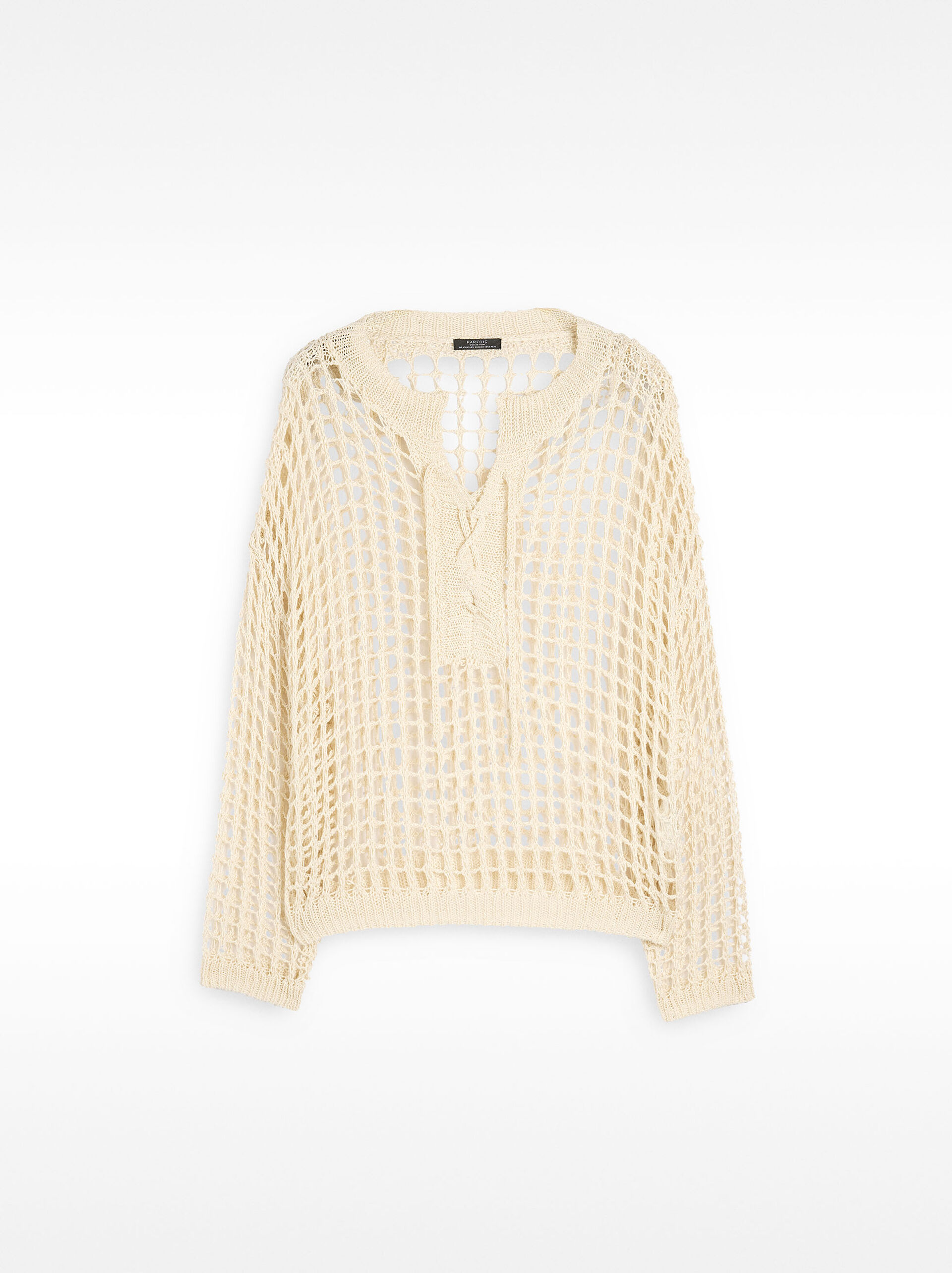 Lace-Up V-Neck Openwork Knit Sweater Lace-Up V-Neck Openwork Knit Sweater