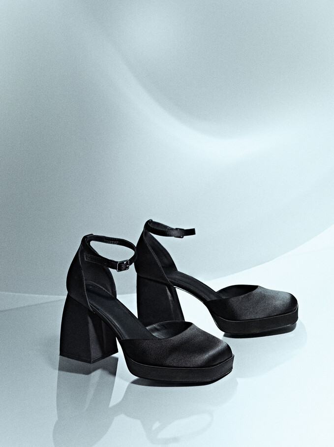Platform Heel Shoes, Black, hi-res