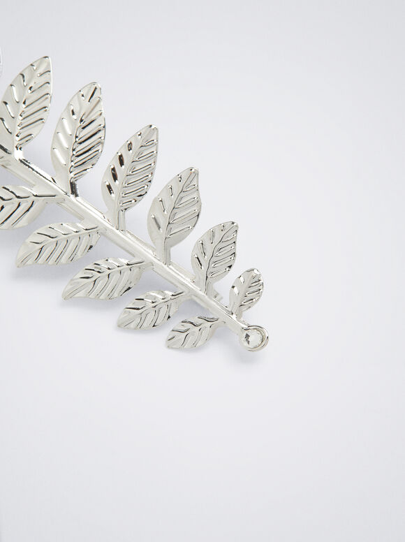 Leaf Hair Pin, Silver, hi-res