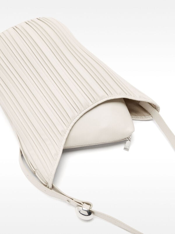 Pleated shoulder bag with removable pouch