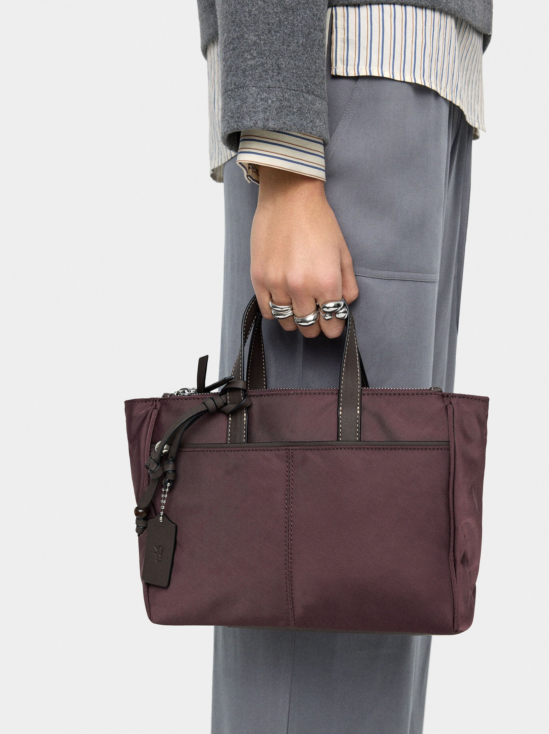 Nylon tote bag with crossbody strap image number 1.0