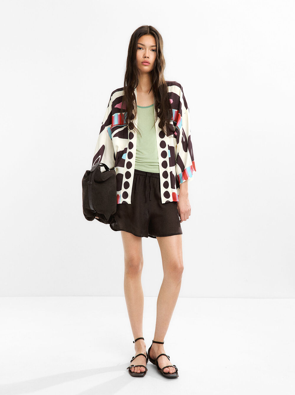 Geometric print kimono