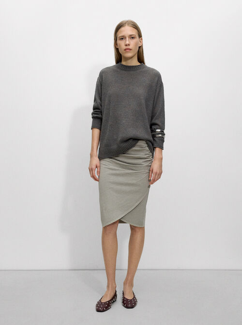 Draped cotton skirt