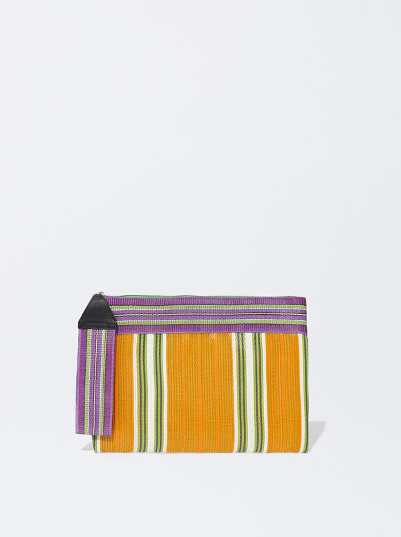 Striped Handbag, Orange, hi-res