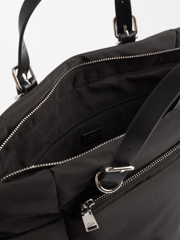 Nylon tote bag with strap L