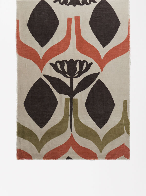 Wool scarf with print