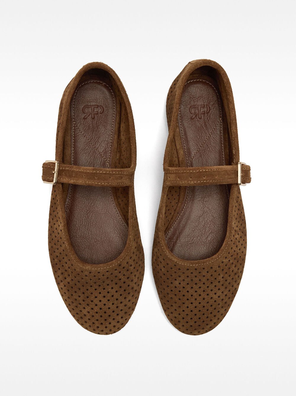 Leather ballet flats with strap and buckle