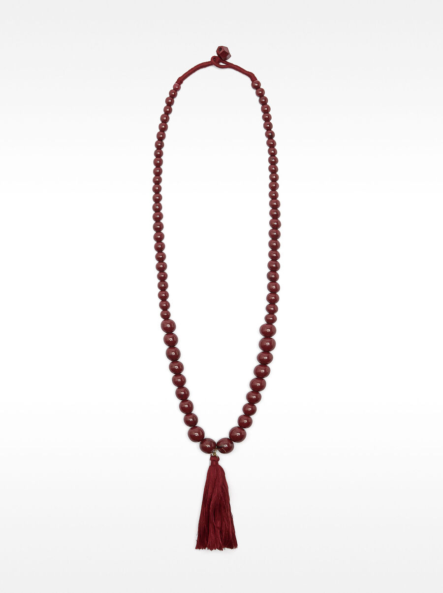 Cord necklace with beads and tassel