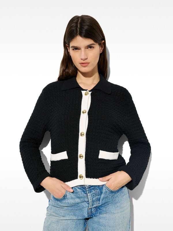 Textured knit cardigan