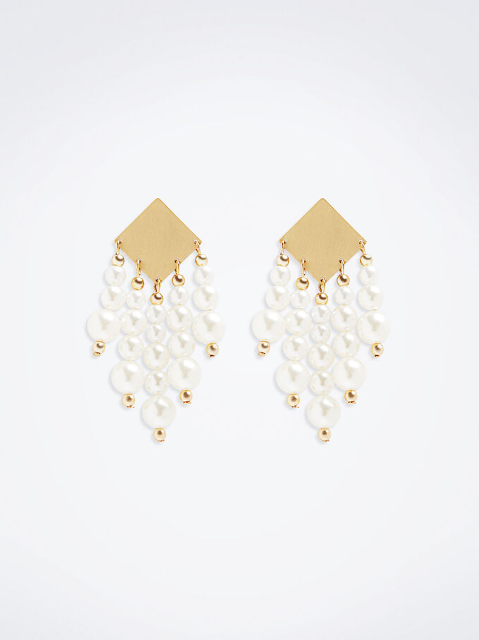 Earrings With Pearls, White, hi-res