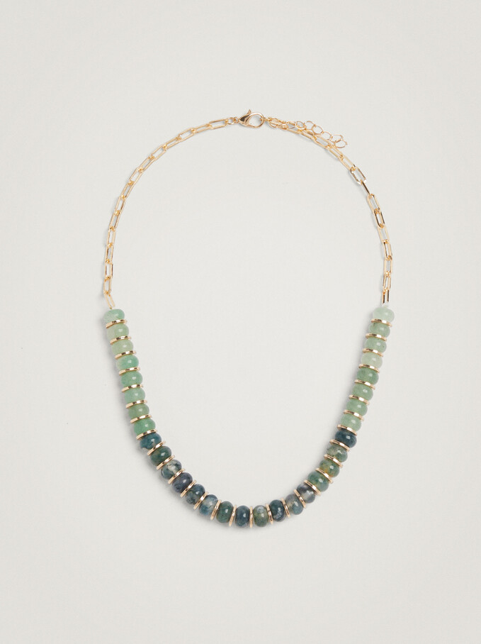 Necklace With Stone, Green, hi-res