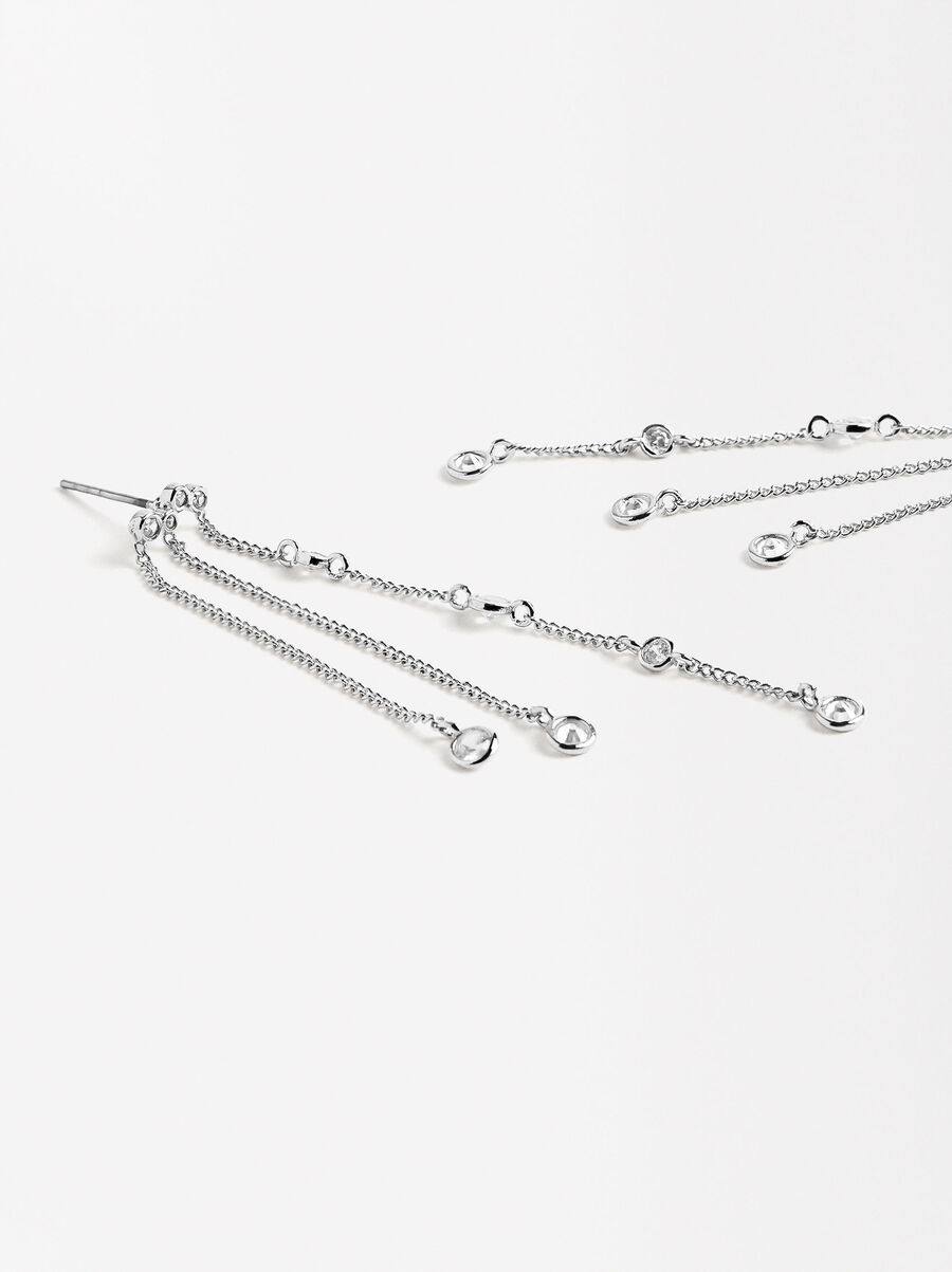 Pendientes largos multicanal con circonitas