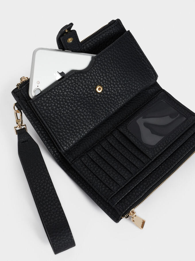 Wallet With Detachable Hand Strap, Black, hi-res