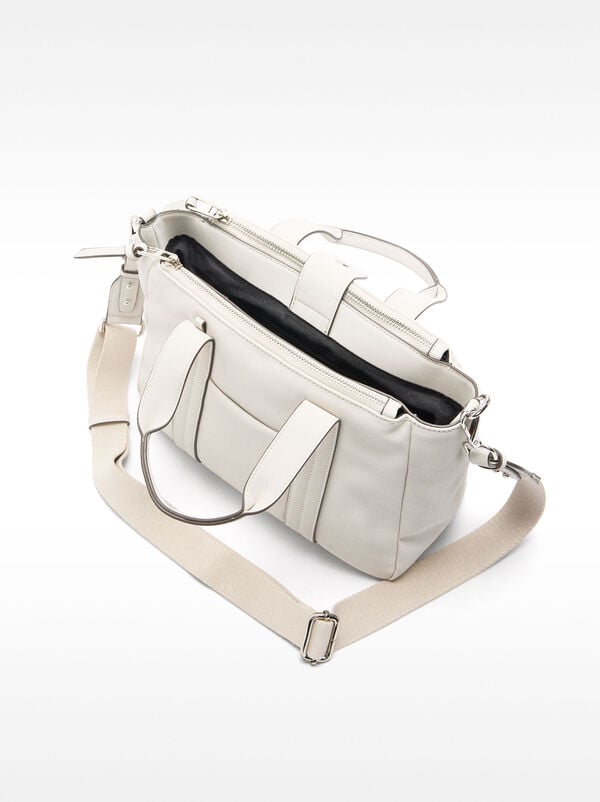Nylon effect tote bag with shoulder strap