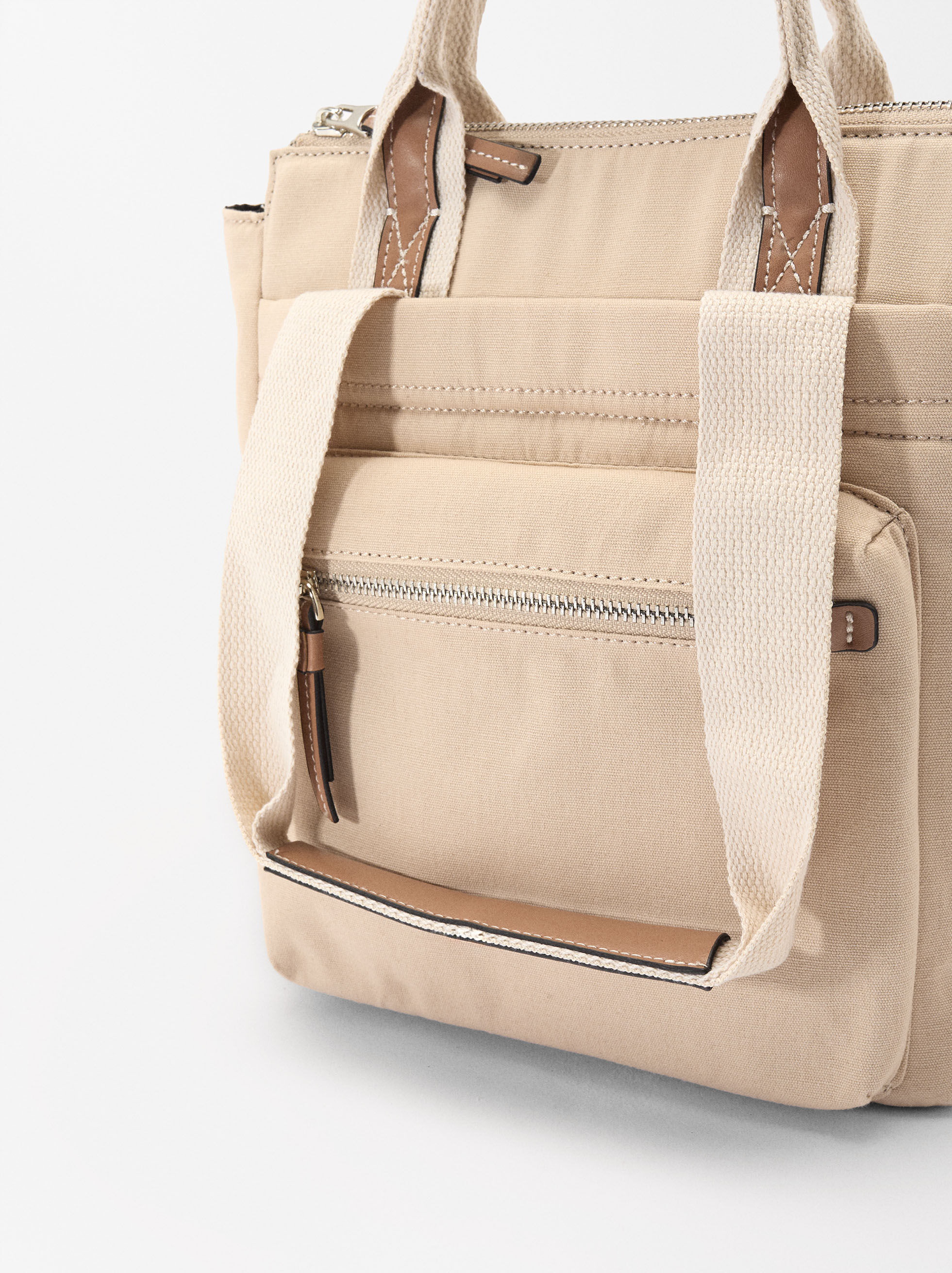 Beige canvas backpack cheap