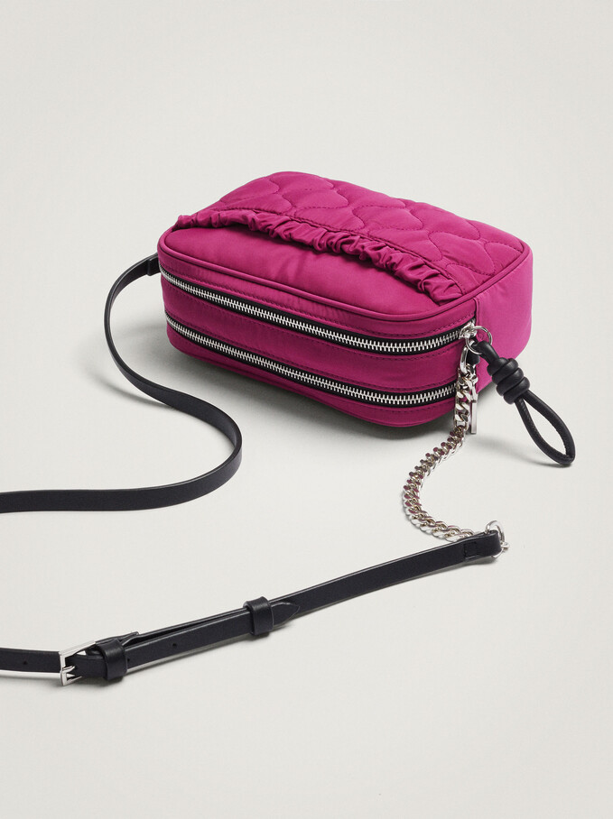 Nylon Crossbody Bag With Pleats, Pink, hi-res