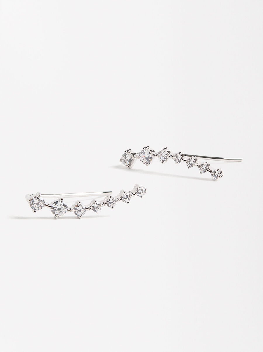 Pendientes alargados con circonias - plata de ley 925