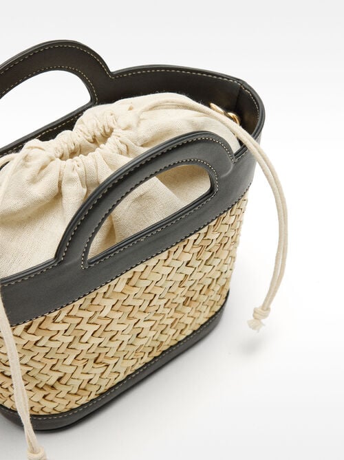 Sac tote en raphia avec bandoulière S