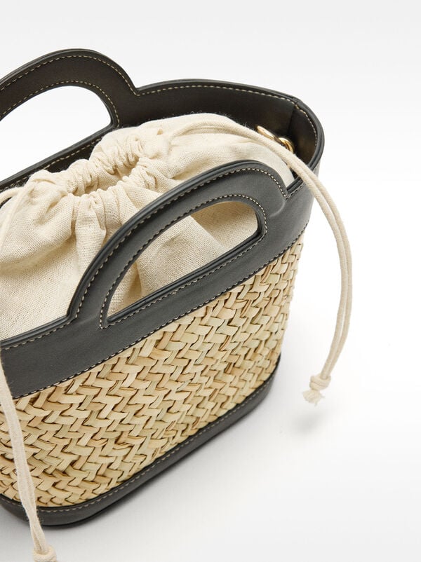 Straw tote bag with crossbody strap S