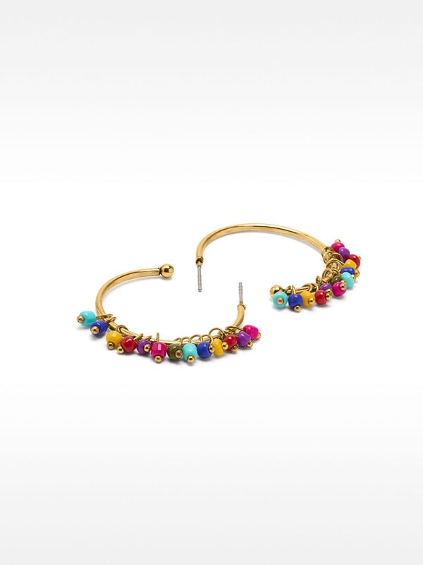 Open hoop earrings with multicolored crystals