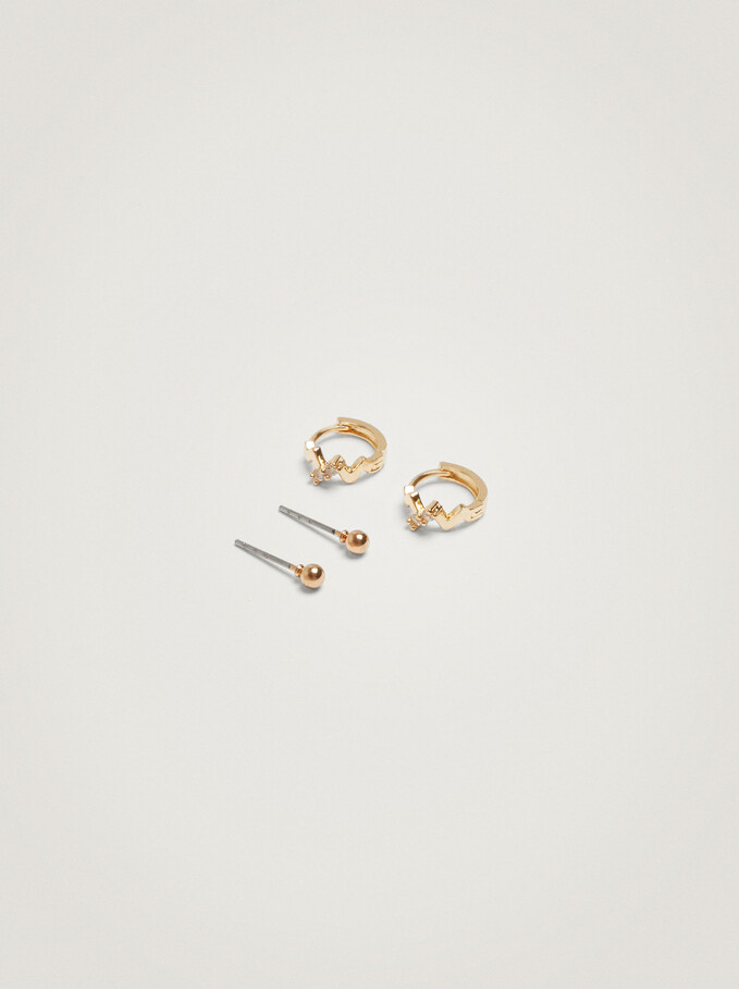 Gold Earring Set, Golden, hi-res