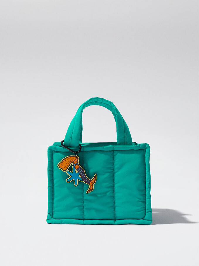 Sac Cabas En Nylon, Bleu, hi-res